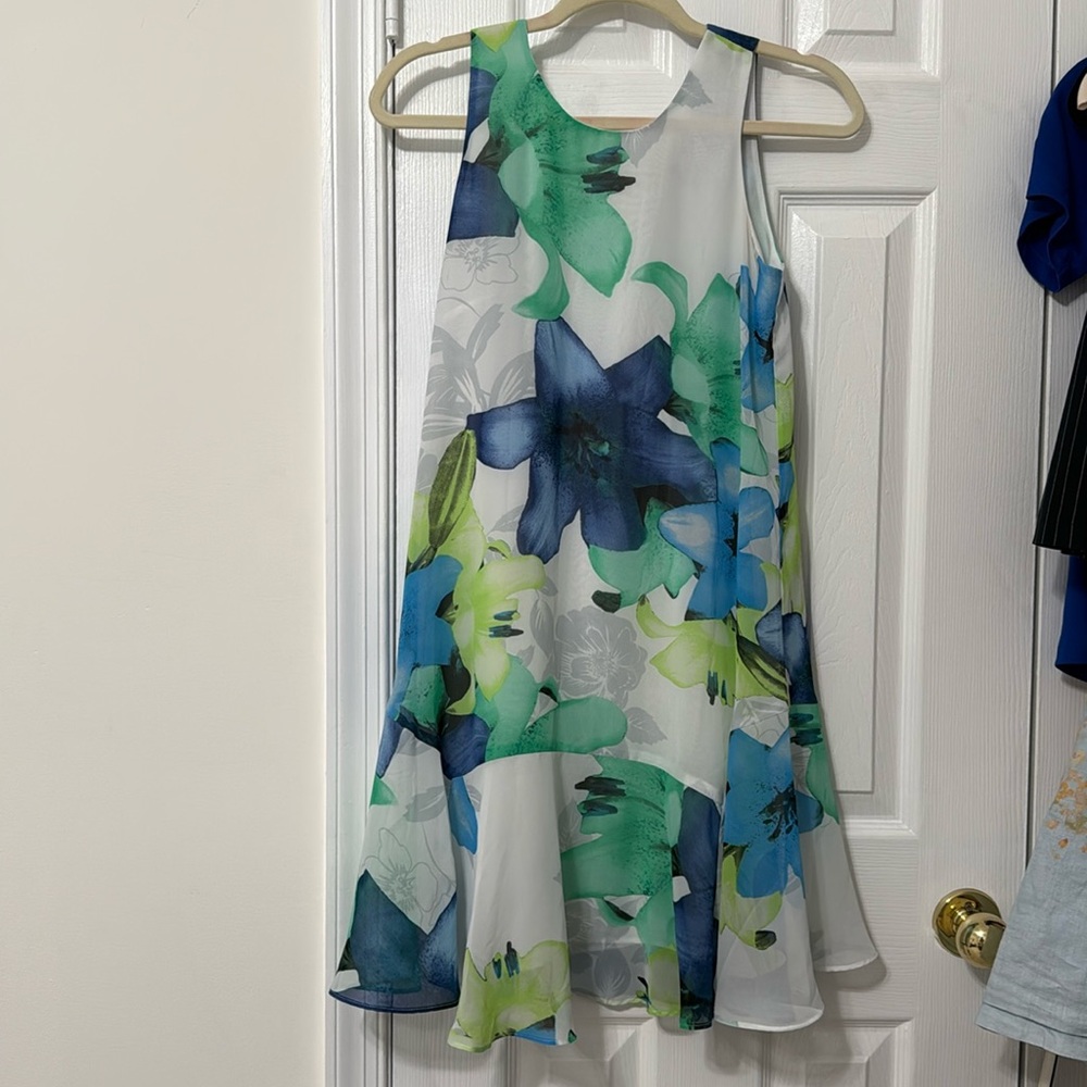 Vince Camuto Floral Sleeveless Dress - Blue and Green